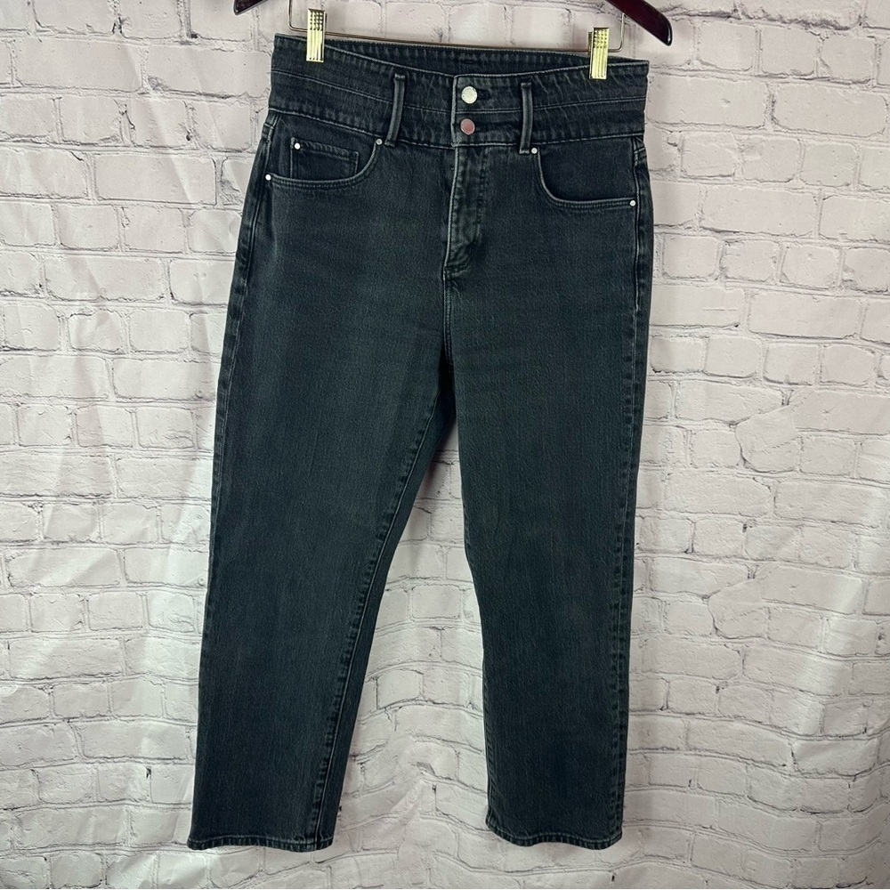 Ann Taylor faded black the straight crop Denim Jeans sz 6 cotton blend stretch